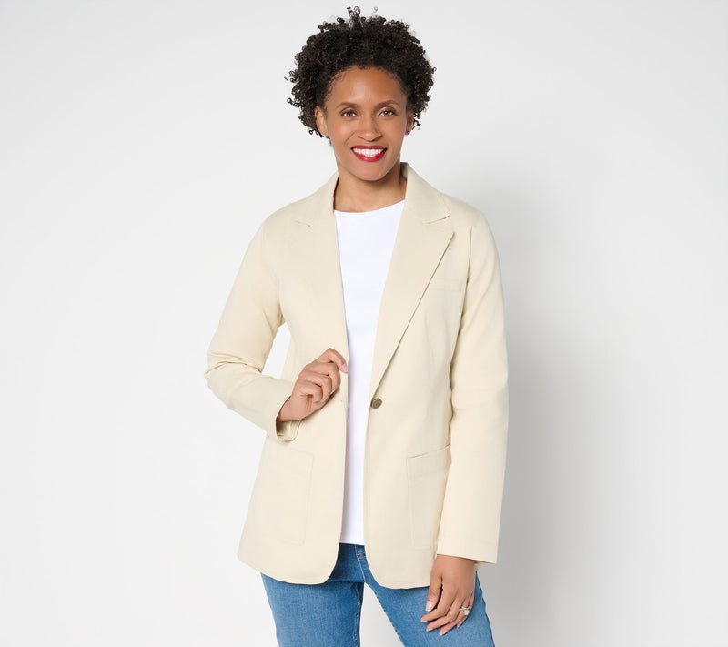 Martha Stewart Signature Twill Blazer with Pockets — View 9