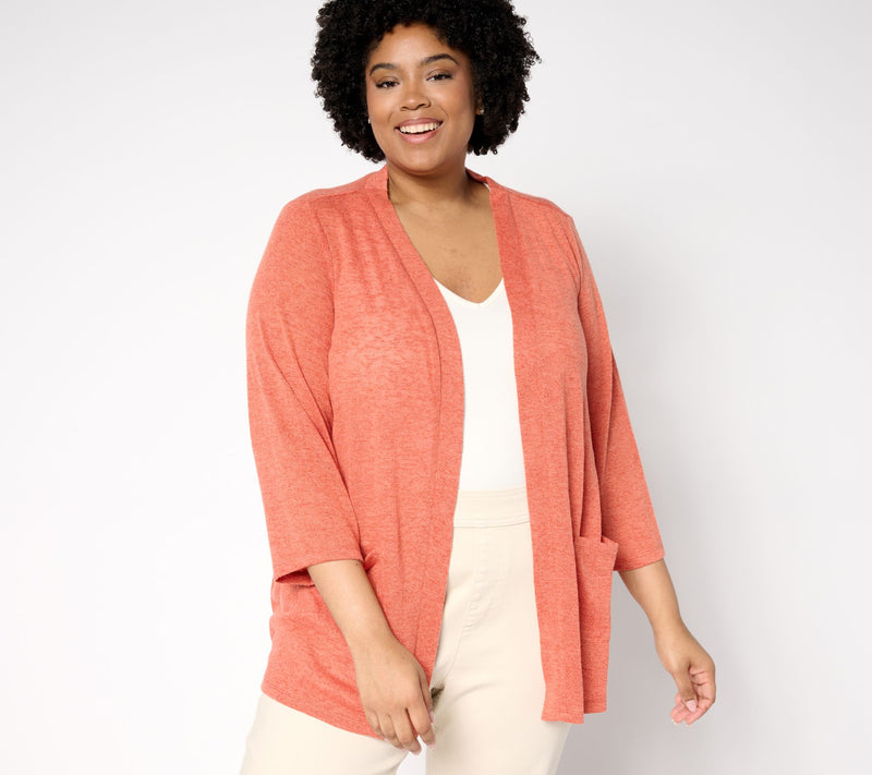 Denim & Co. Essentials Slub Knit 3/4 Sleeve Cardigan — View 3