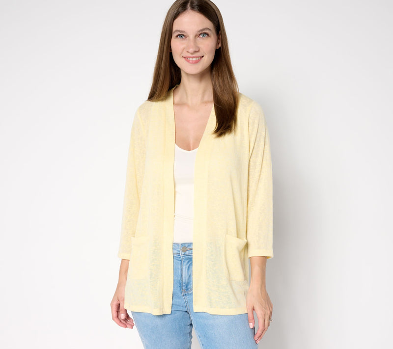 Denim & Co. Essentials Slub Knit 3/4 Sleeve Cardigan — Main view