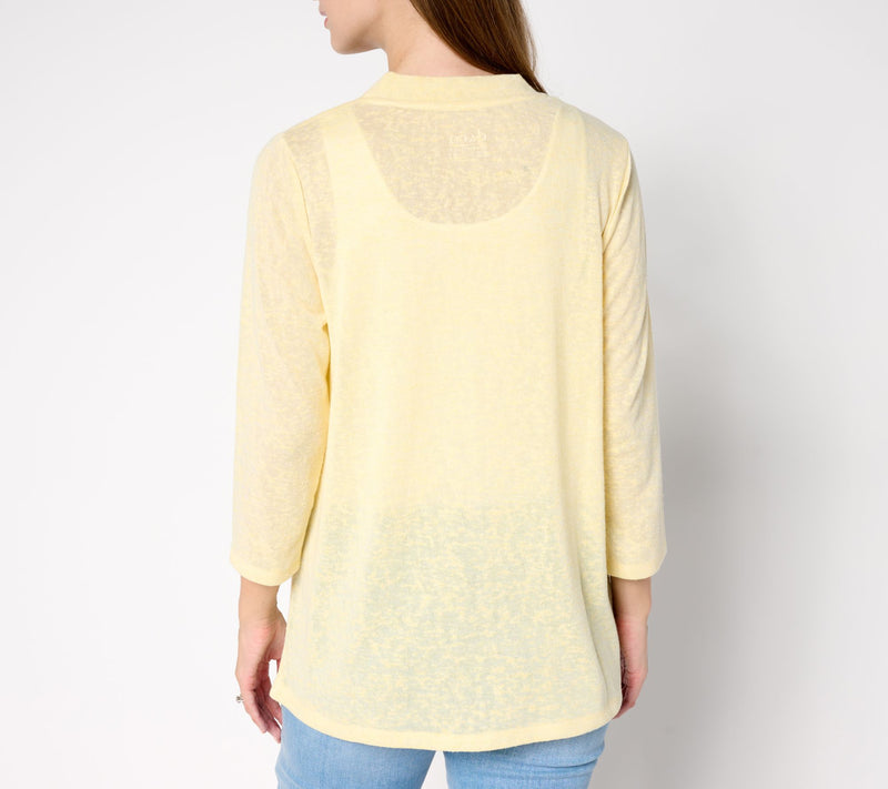 Denim & Co. Essentials Slub Knit 3/4 Sleeve Cardigan — View 12