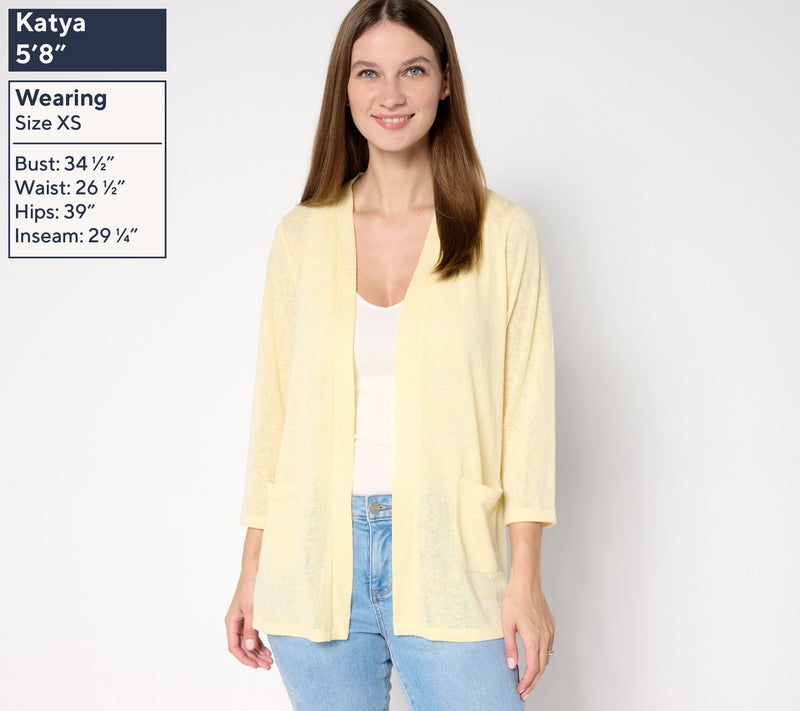 Denim & Co. Essentials Slub Knit 3/4 Sleeve Cardigan — View 11