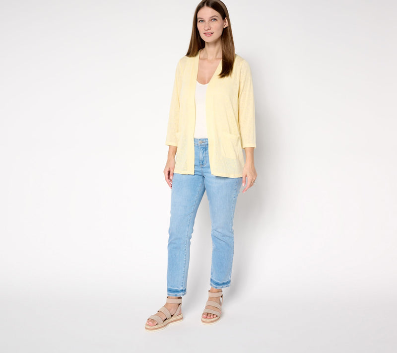Denim & Co. Essentials Slub Knit 3/4 Sleeve Cardigan — View 13