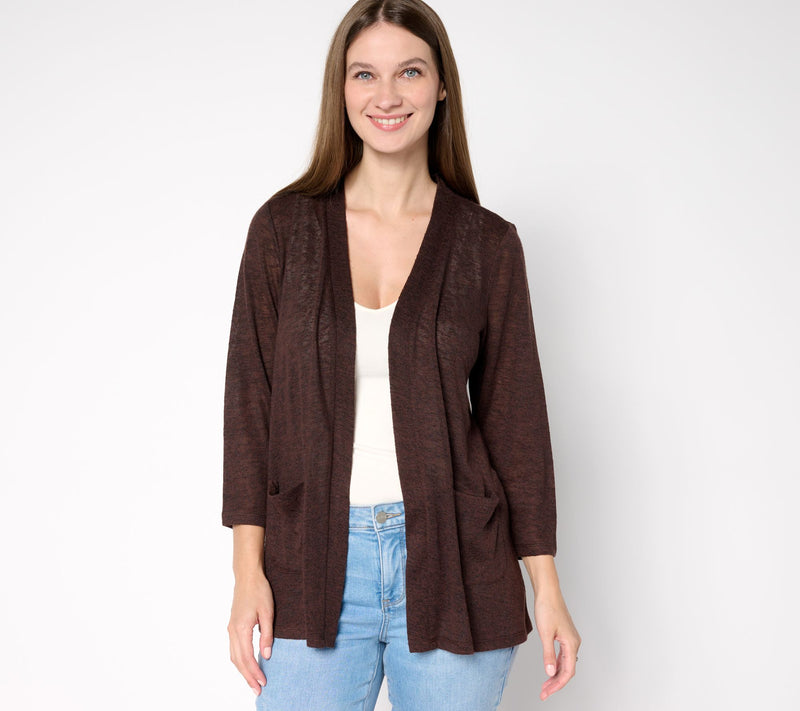 Denim & Co. Essentials Slub Knit 3/4 Sleeve Cardigan — View 5