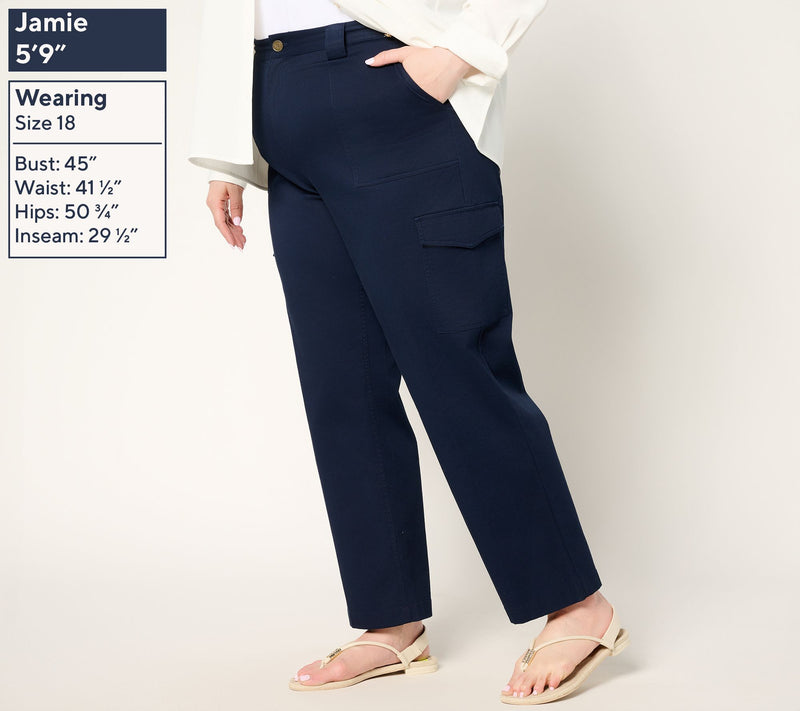 Martha Stewart Signature Petite Twill Straight Leg Cargo Pants — View 8