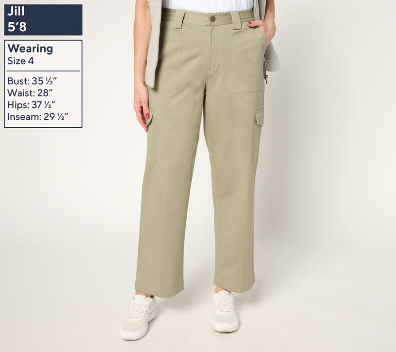 Martha Stewart Signature Petite Twill Straight Leg Cargo Pants — View 9