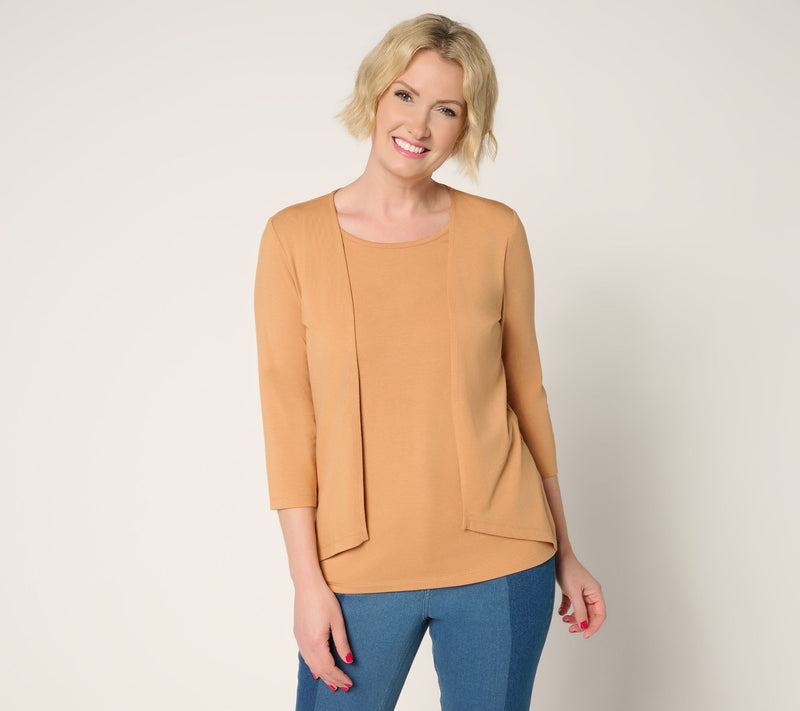 Denim & Co. Essentials So Soft Jersey Cardigan/Tank 2fer — View 13