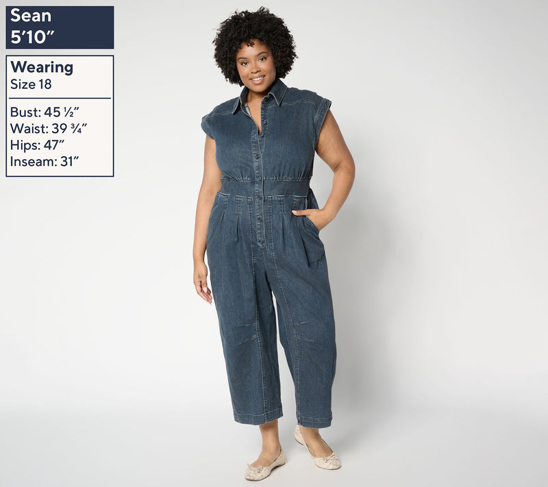 Me by Jennie Garth Petite Ankle Length Denim Jumpsuit — View 2