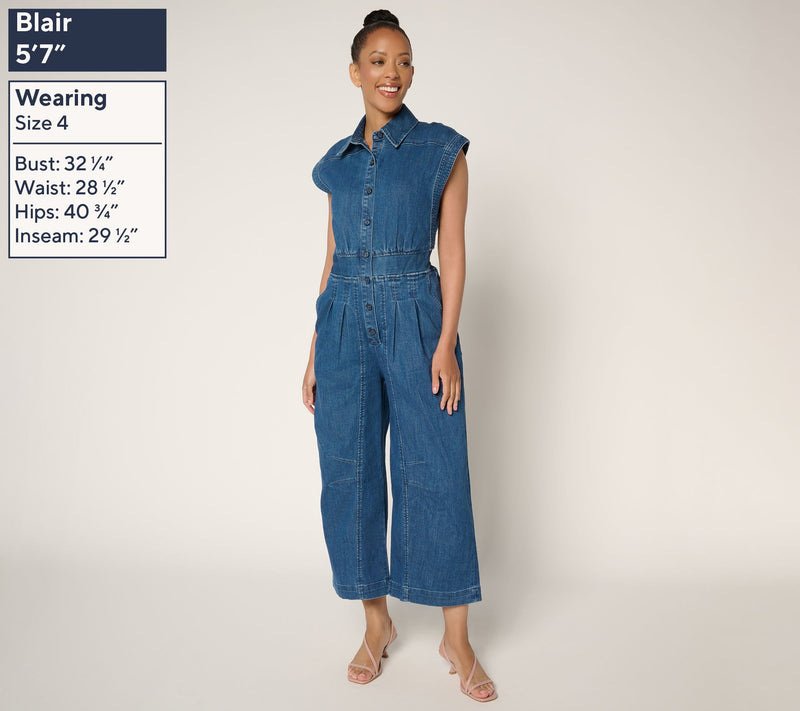 Me by Jennie Garth Petite Ankle Length Denim Jumpsuit — View 3