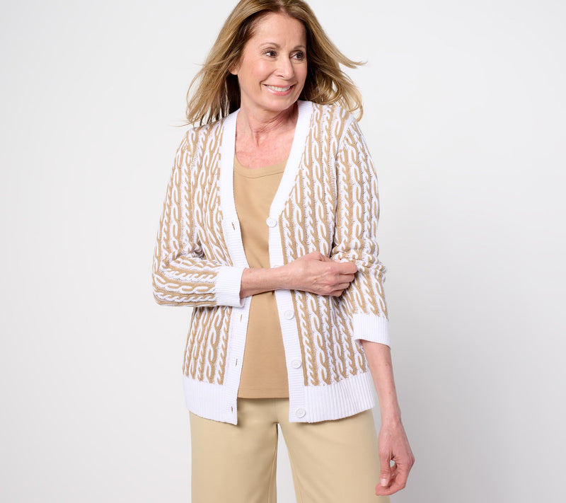 Isaac Mizrahi Live! Yacht Club Button Front Cardigan — View 11