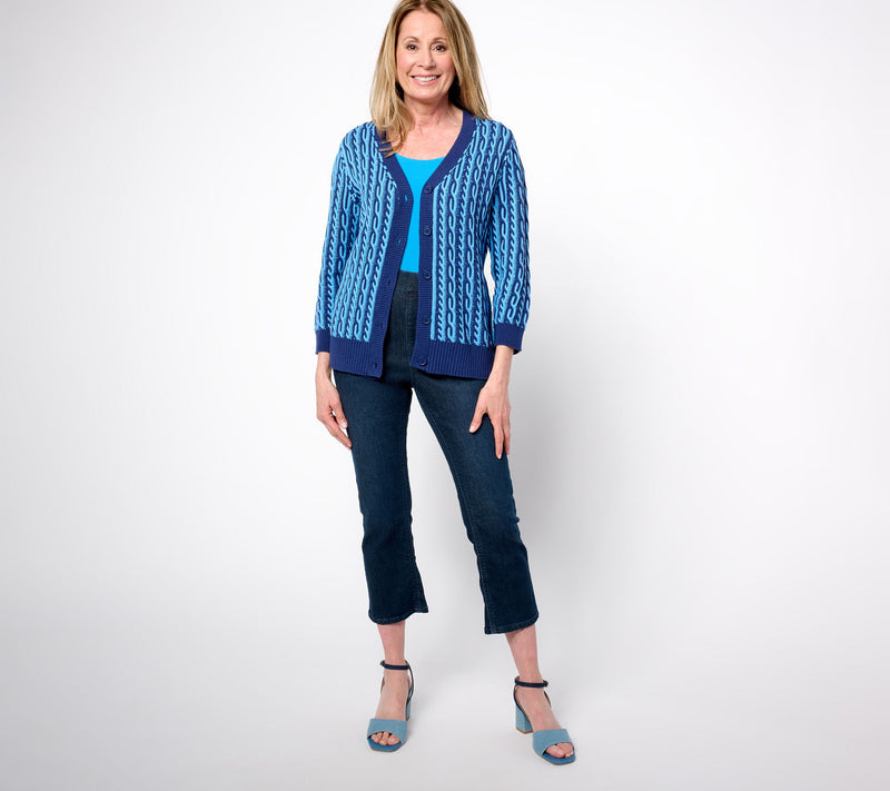 Isaac Mizrahi Live! Yacht Club Button Front Cardigan — View 5