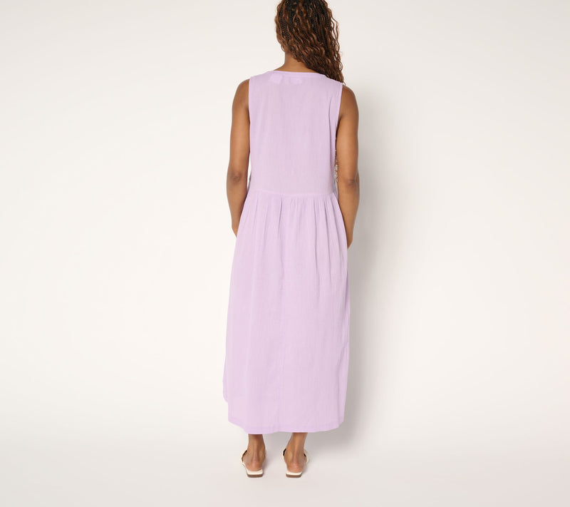 LOGO by Lori Goldstein Beach to Street Petite Cotton Gauze Dress — View 9