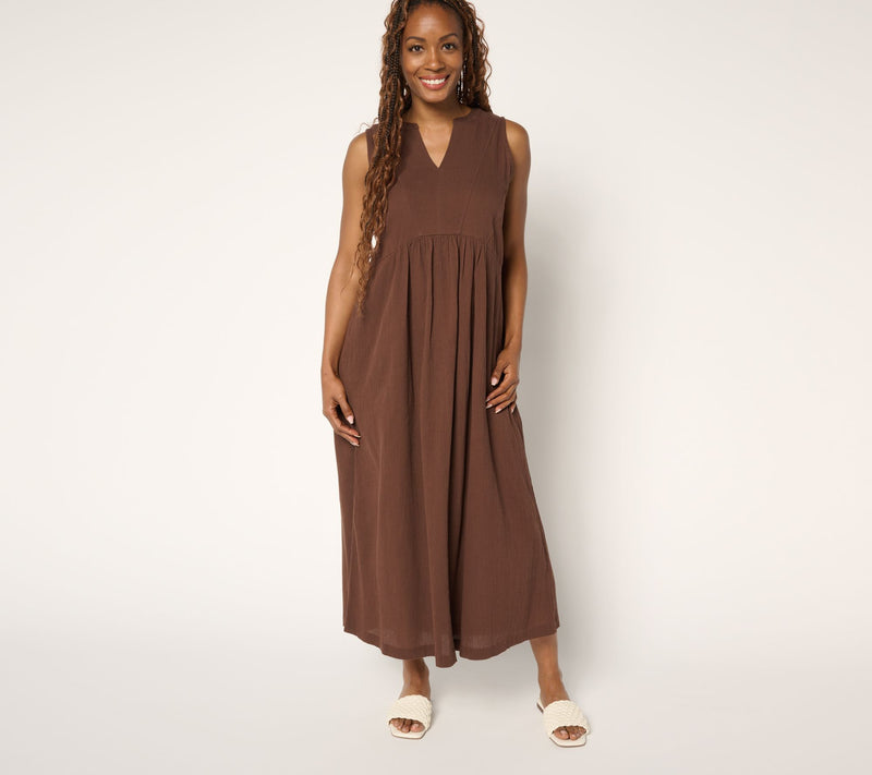 LOGO by Lori Goldstein Beach to Street Petite Cotton Gauze Dress — View 7