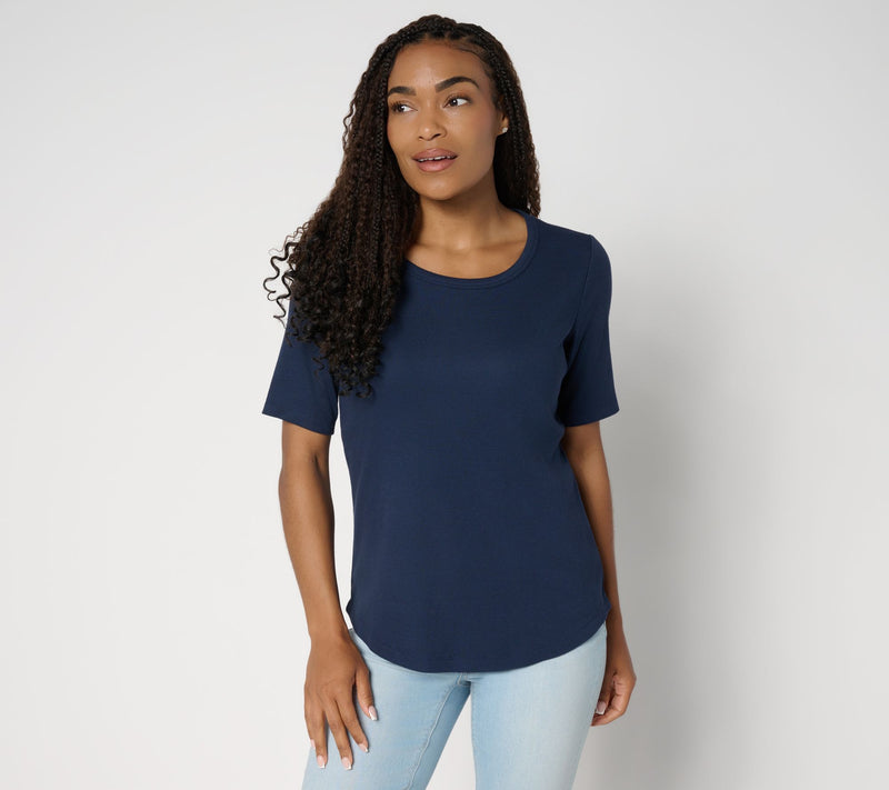 Denim & Co. Essentials Modal Rib Short Sleeve Scoop Neck Top — View 11