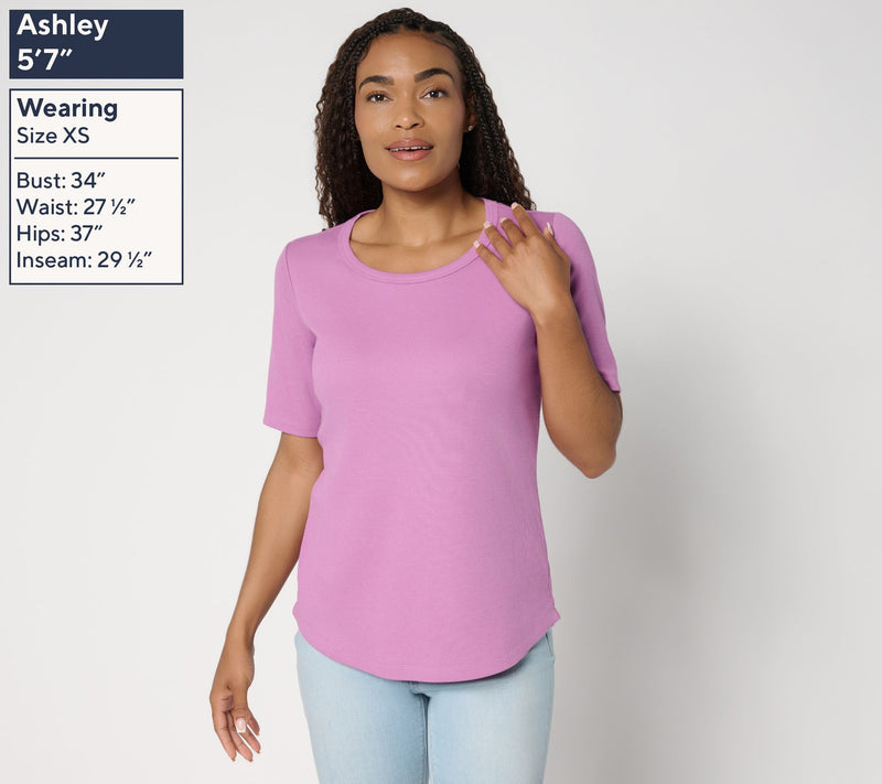 Denim & Co. Essentials Modal Rib Short Sleeve Scoop Neck Top — View 3