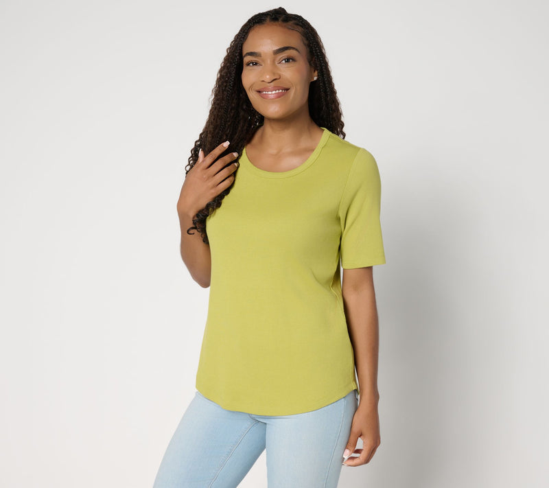 Denim & Co. Essentials Modal Rib Short Sleeve Scoop Neck Top — View 13