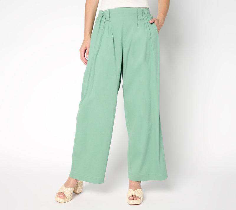 LOGO by Lori Goldstein Petite Textured Full Length Pants — View 7