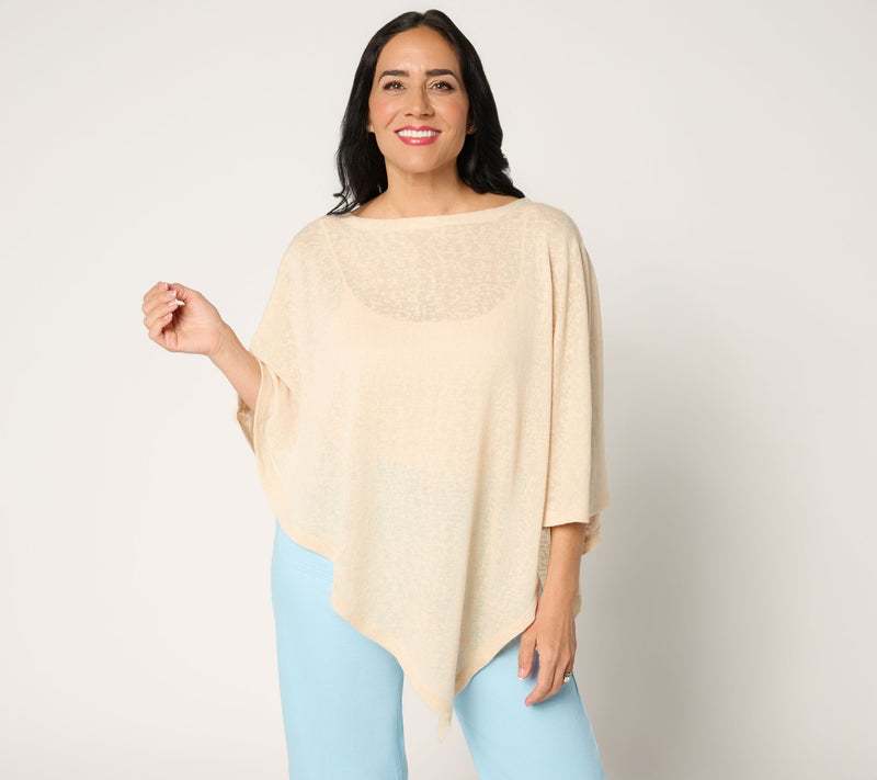 Denim & Co. Slub Knit Asymmetrical Poncho Topper — View 5
