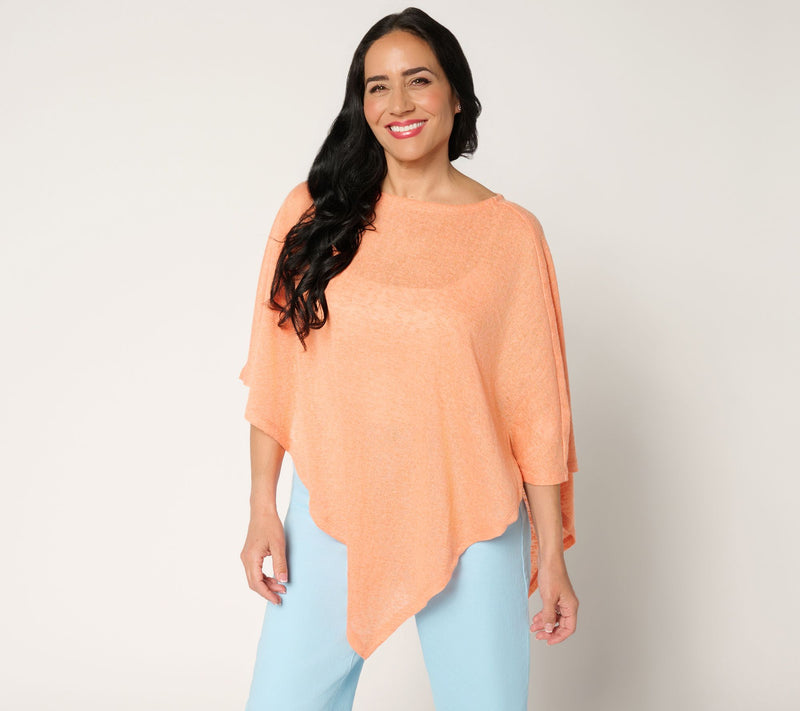 Denim & Co. Slub Knit Asymmetrical Poncho Topper — View 7
