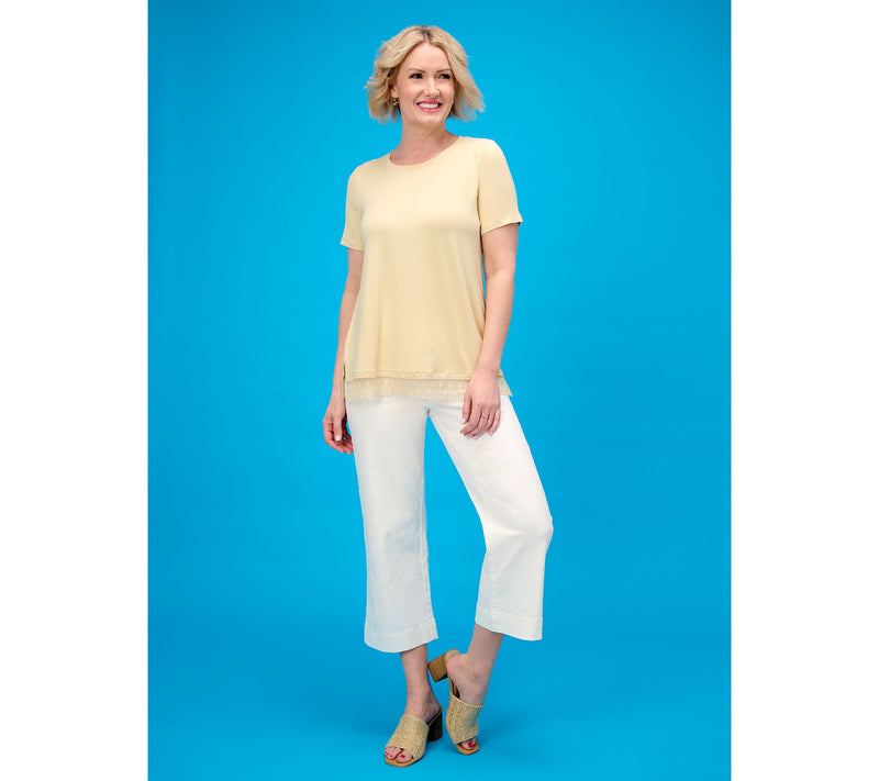 LOGO Layers by Lori Goldstein Short Sleeve Tee with Mesh Hem — View 19