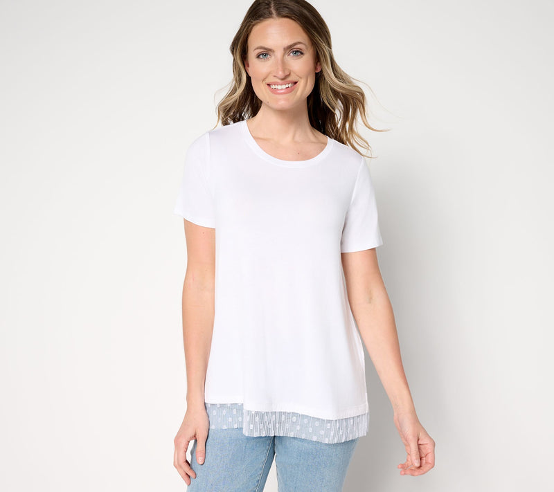LOGO Layers by Lori Goldstein Short Sleeve Tee with Mesh Hem — View 13