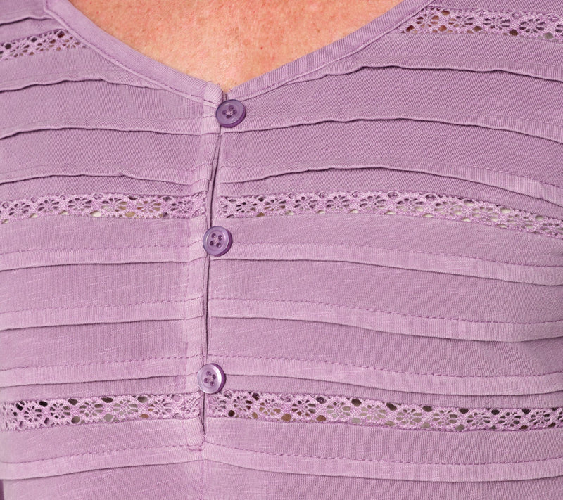 LOGO by Lori Goldstein 100% Cotton Top with Pintucks — View 6