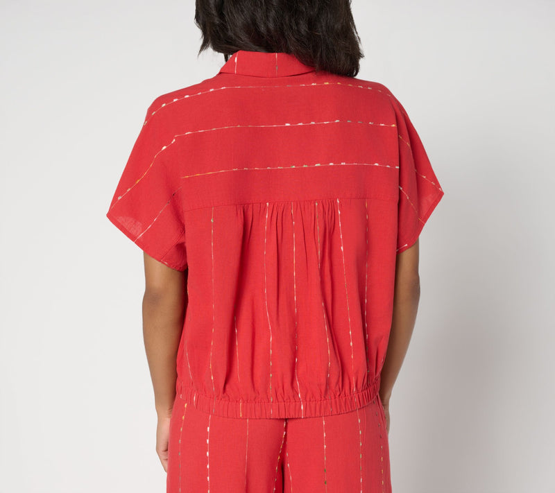 LOGO by Lori Goldstein 100% Cotton Button Front Shirt — View 10