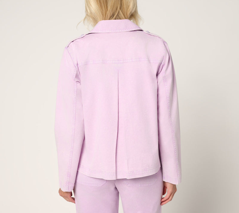 LOGO by Lori Goldstein Stone Wash Notched Collar Blazer — View 4