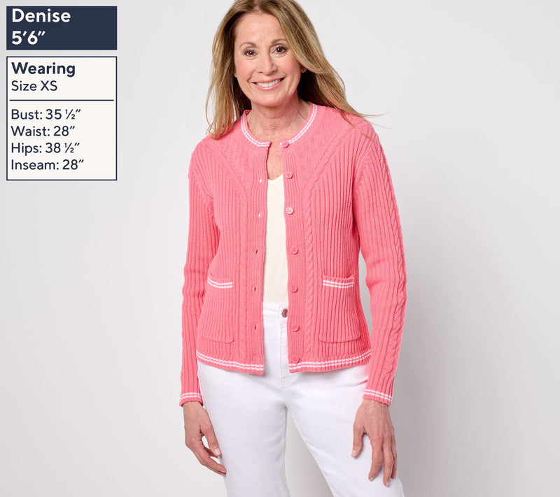 Isaac Mizrahi Live! Yacht Club Cable Stitch Sweater — View 3