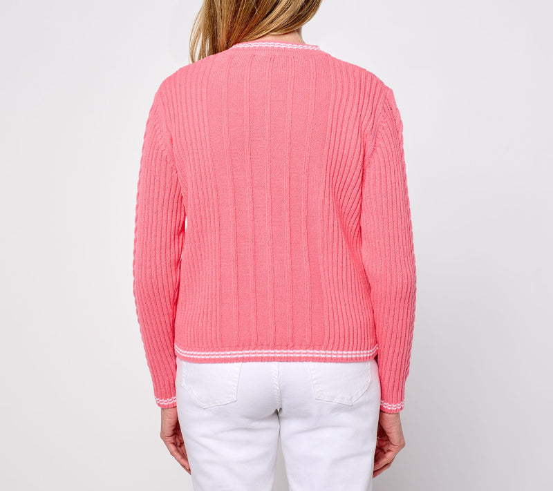 Isaac Mizrahi Live! Yacht Club Cable Stitch Sweater — View 4