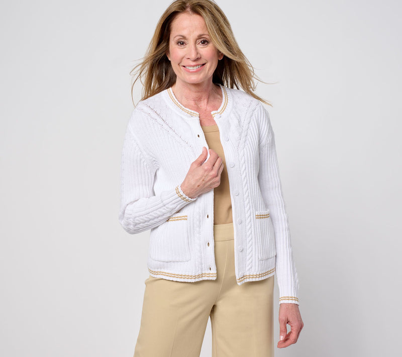 Isaac Mizrahi Live! Yacht Club Cable Stitch Sweater — View 12