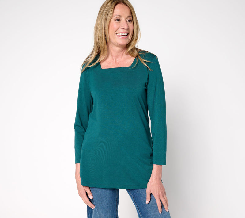 Denim & Co. Essentials Petite So Soft Jersey Tunic — Main view