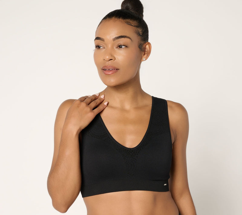 Breezies Seamless Jacquard Back Smoothing Wirefree Bra — View 3