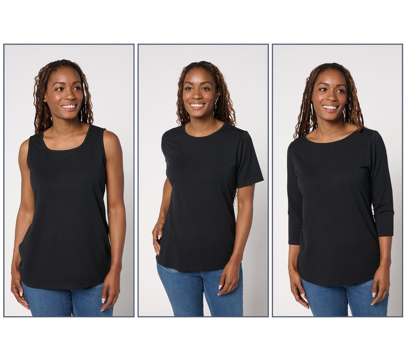 Denim & Co. Essentials So Soft Jersey Variety 3-Pack Tops — View 3