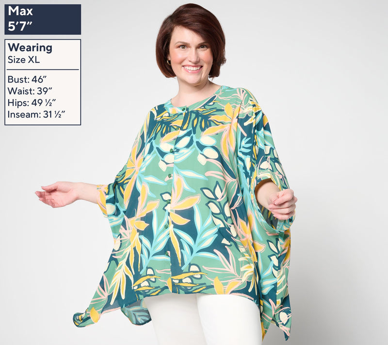 Denim & Co. Printed Georgette Caftan Tunic — View 2