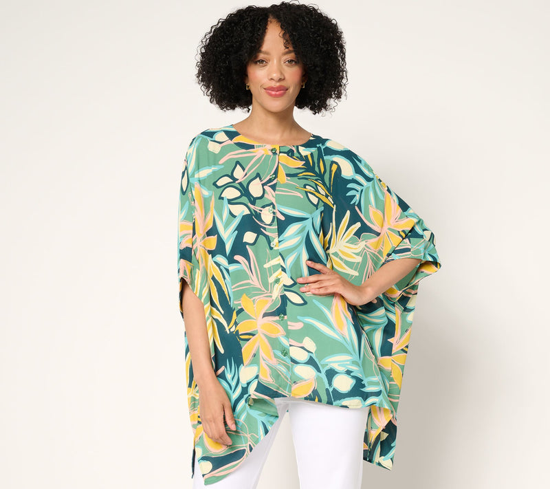 Denim & Co. Printed Georgette Caftan Tunic — View 10
