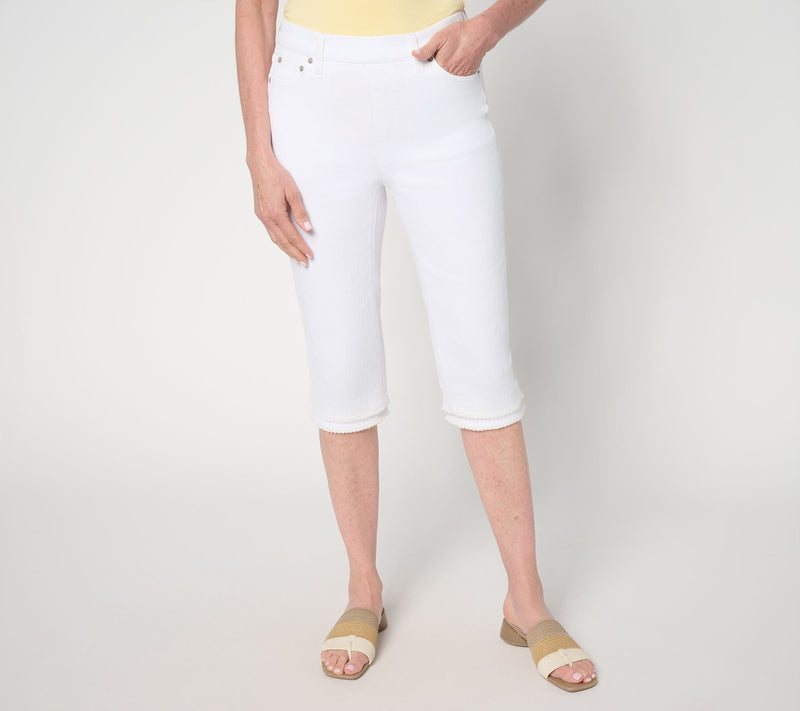 Denim & Co. Petite Classic Stretch Skimmer Jean w/ Picot Trim — View 9