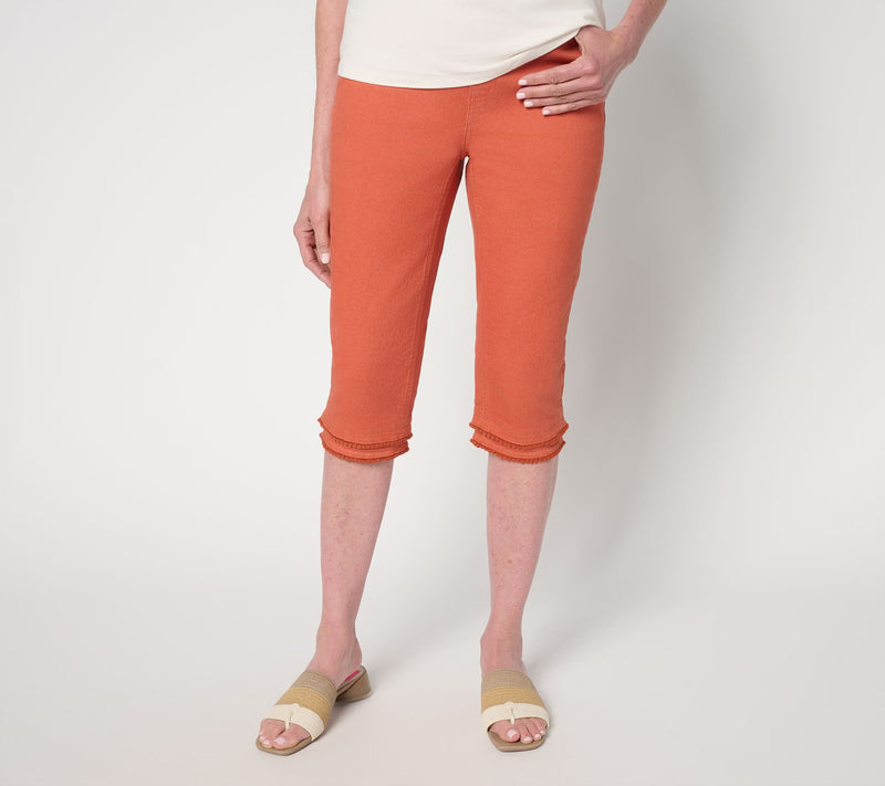 Denim & Co. Petite Classic Stretch Skimmer Jean w/ Picot Trim — View 5
