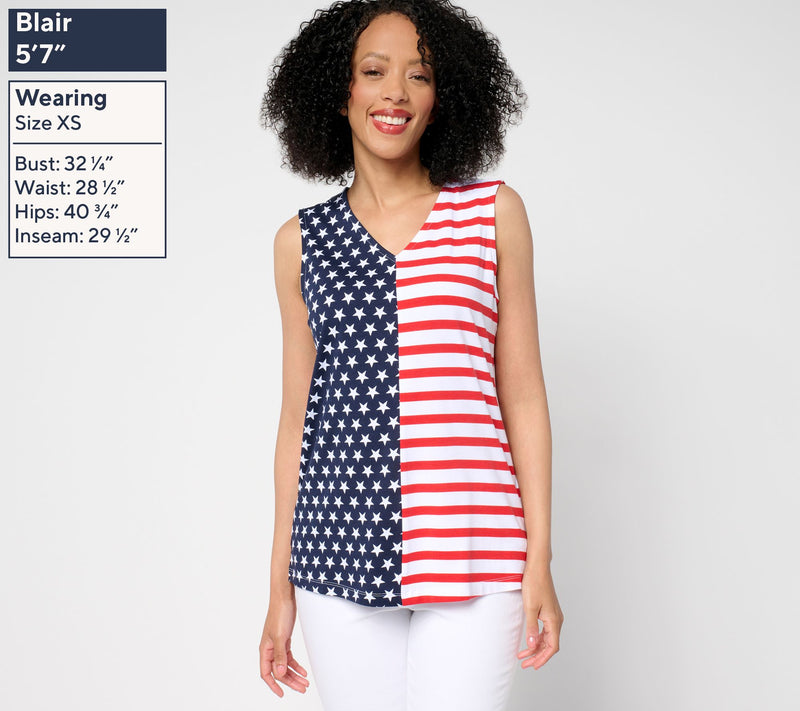 Denim & Co. Americana Favorite Jersey V-Neck Tank — View 8