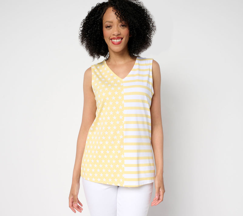 Denim & Co. Americana Favorite Jersey V-Neck Tank — View 6