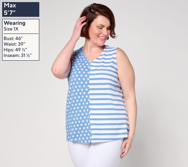 Denim & Co. Americana Favorite Jersey V-Neck Tank — View 7
