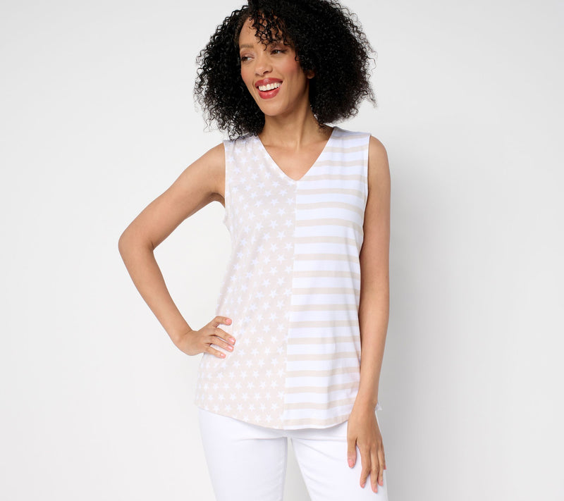 Denim & Co. Americana Favorite Jersey V-Neck Tank — View 4