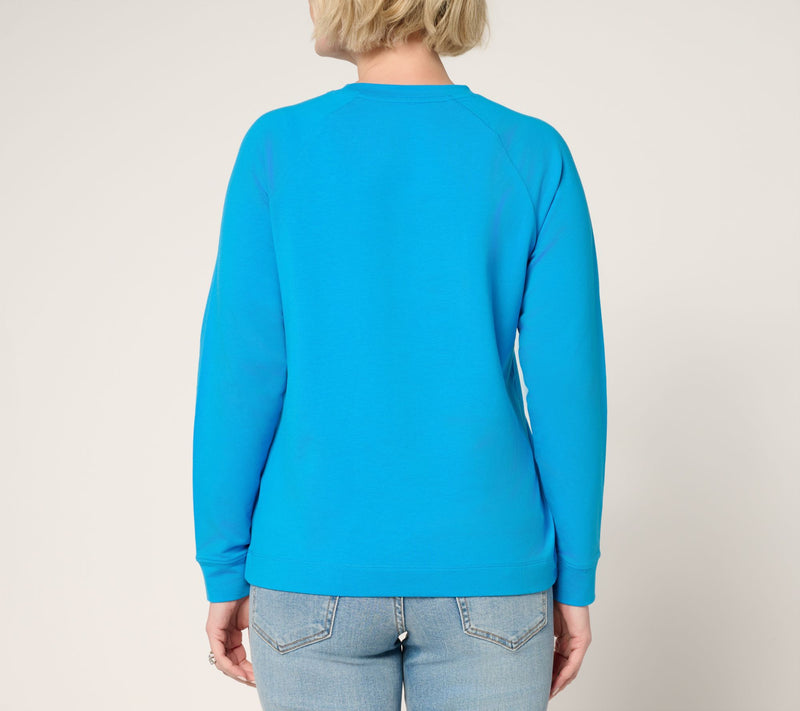 Denim & Co. Active French Terry Pullover with Embroidery — View 5