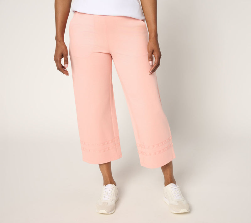 Denim & Co. Active Regular French Terry Crop Pant with Embroidery — Main view
