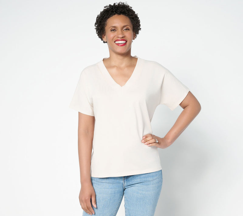Peace Love World Boheme Sueded Cotton Mixed Media Dolman Tee — View 14