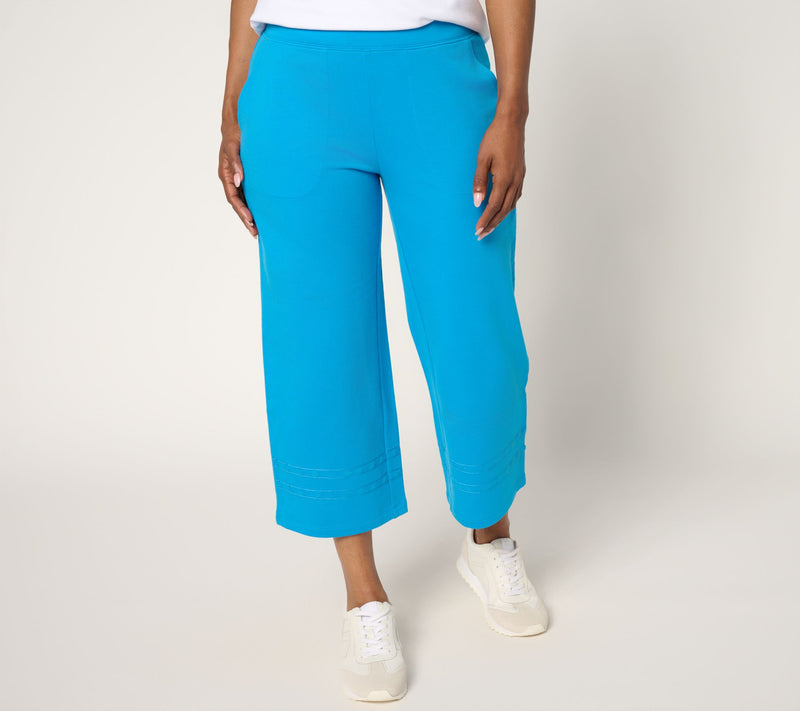 Denim & Co. Active Petite French Terry Crop Pant with Embroidery — Main view