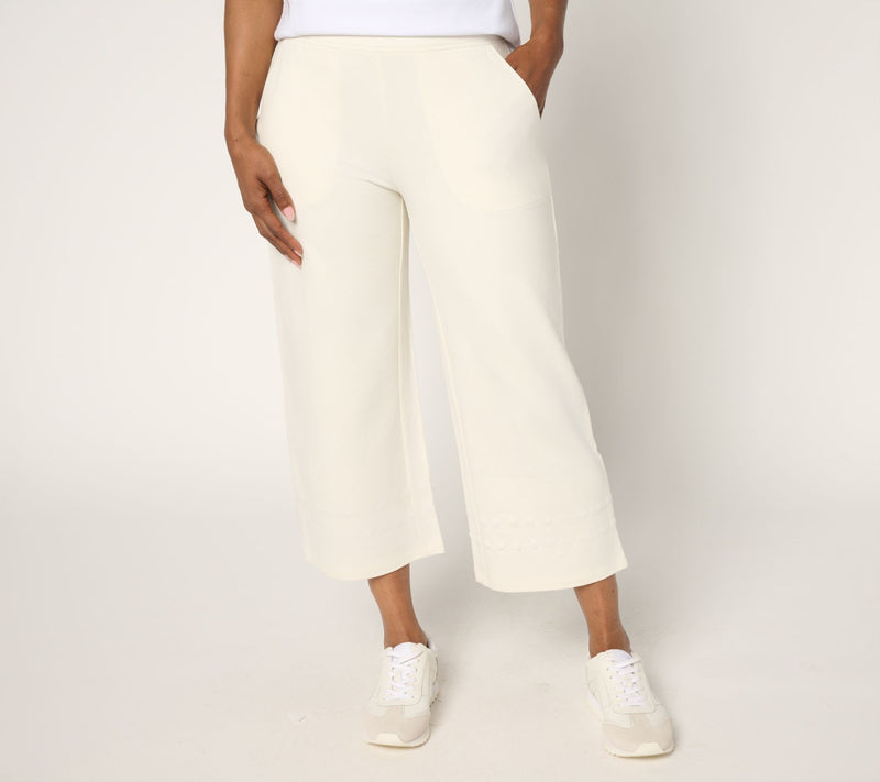 Denim & Co. Active Petite French Terry Crop Pant with Embroidery — View 5
