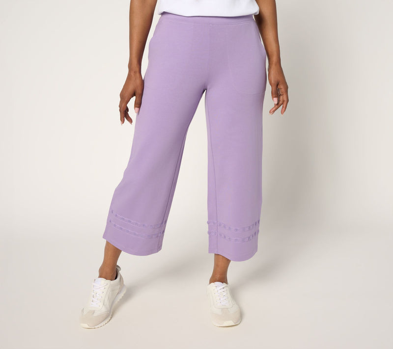 Denim & Co. Active Petite French Terry Crop Pant with Embroidery — View 7