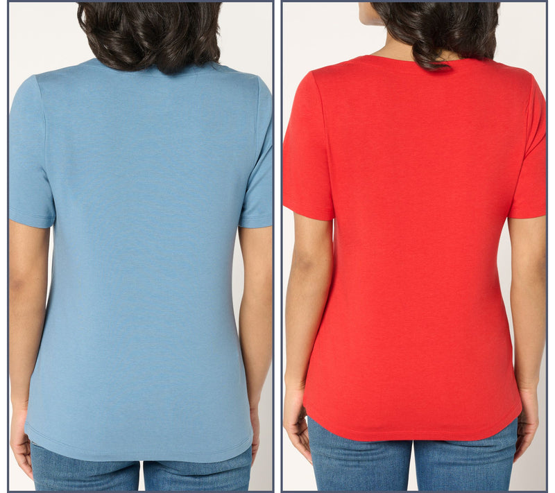 Denim & Co. Essentials Favorite Jersey 2-Pack Square Neck Tops — View 4