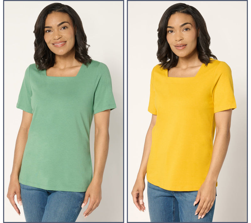 Denim & Co. Essentials Favorite Jersey 2-Pack Square Neck Tops — View 18