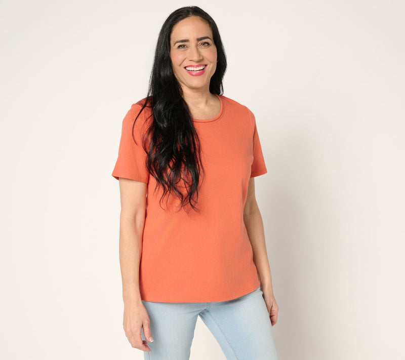 Denim & Co. Essentials True Cotton Short Sleeve Top with Trim — View 18